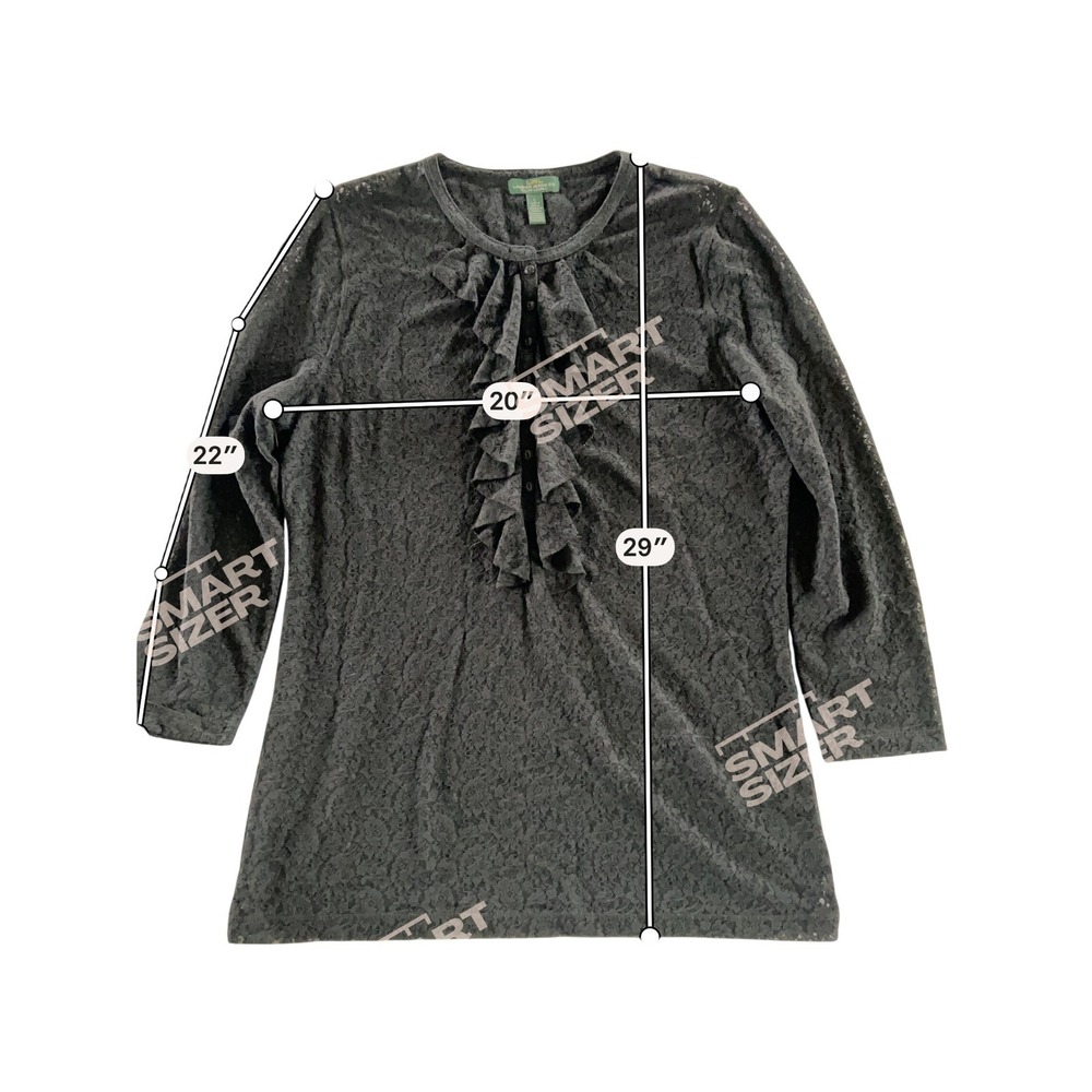 Lauren Jeans Co Ralph Lauren Blouse L Black Lace Ruffle Front Romantic Goth - Picture 10 of 10